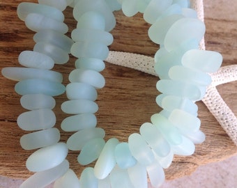 Sea glass-24 seaglass beads - beads -beach glass-center drilled glass bead-sand glass-bottle glass-mermaids tears-sea glass jewelry-bead