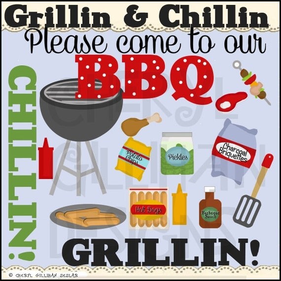 Items similar to Grillin and Chillin Clipart Collection INSTANT ...