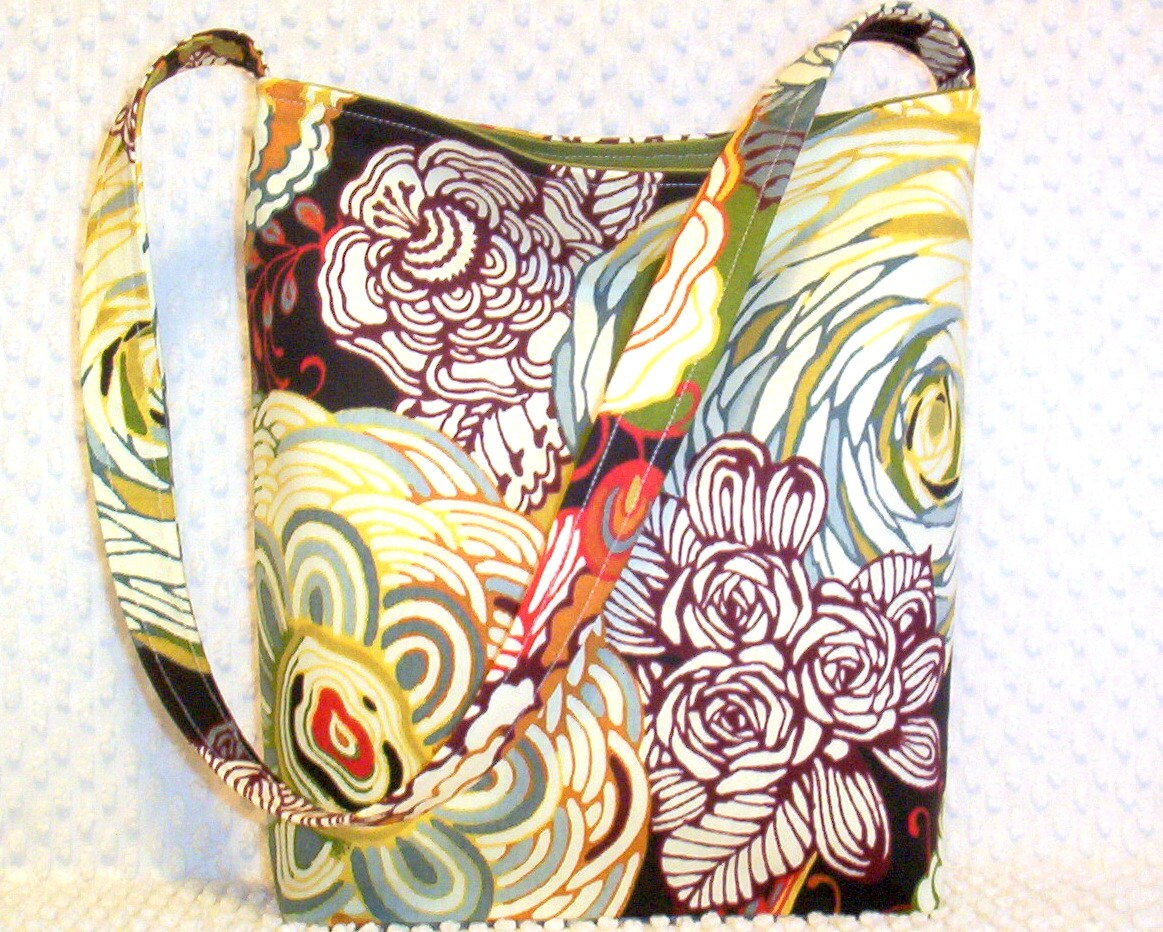 Modern Floral Fabric Hobo Bag Purse by BizzieLizzieHandmade