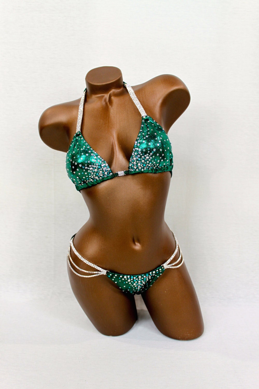 Dark Green Holographic Dots Bikini Suit by saleyla on Etsy
