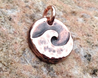 Copper Wave Pendant, Ocean Wave Charm, Little Wave Pendant, Summer Jewelry, Surfer Charm