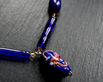 Cobalt blue Murano Glass beaded necklace