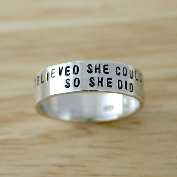 She Believed She Could So She Did - Sterling silver wide ring - custom ...
