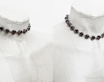 Dark Red tennis necklace Burgundy Red Choker Swarovski Crystal Choker gothic Choker gothic Jewelry dark silver Red Bracelet Gothic