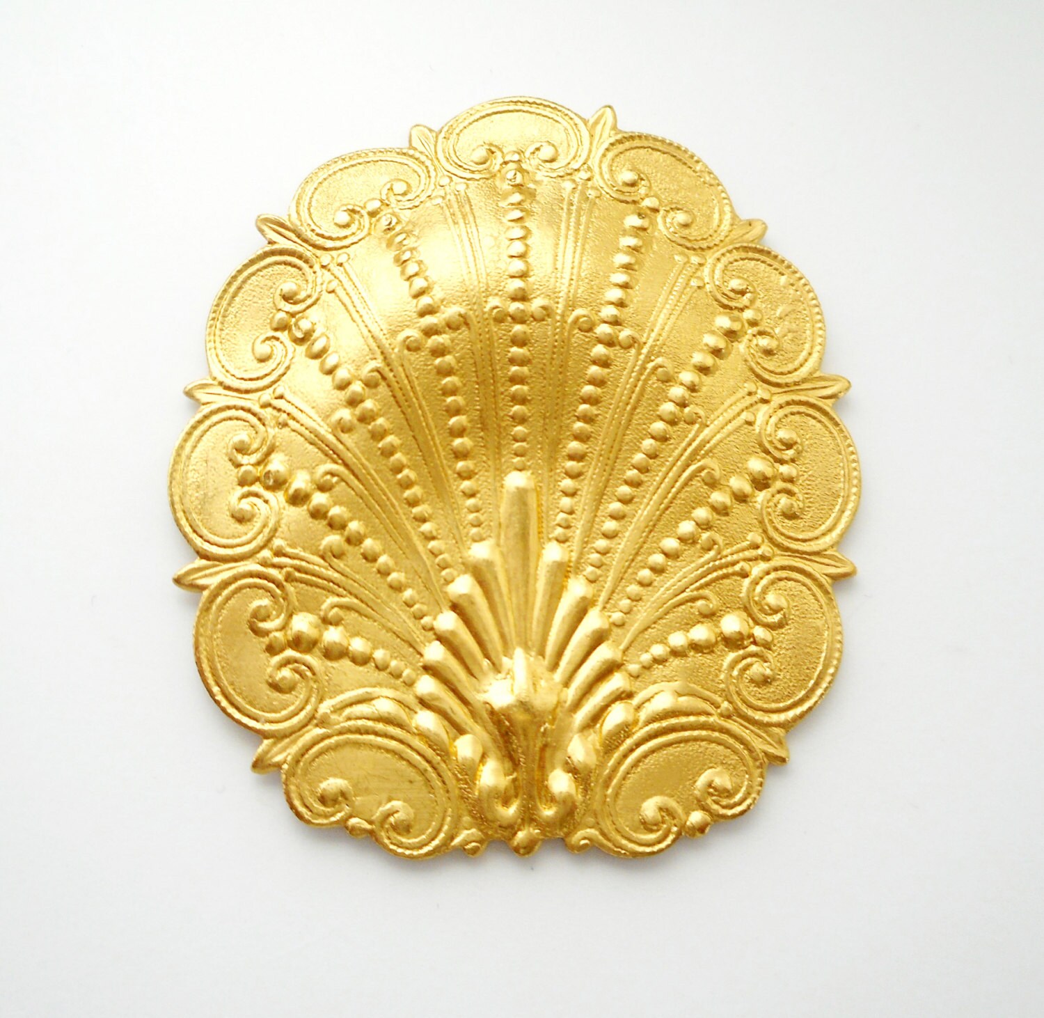 BRASS * Ornate SHELL Stampings Jewelry Ornament Findings Brass