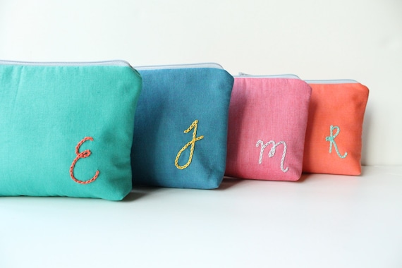 Monogram Makeup Bags Set of 5 - Initial Cosmetic Bag - Personalized ...