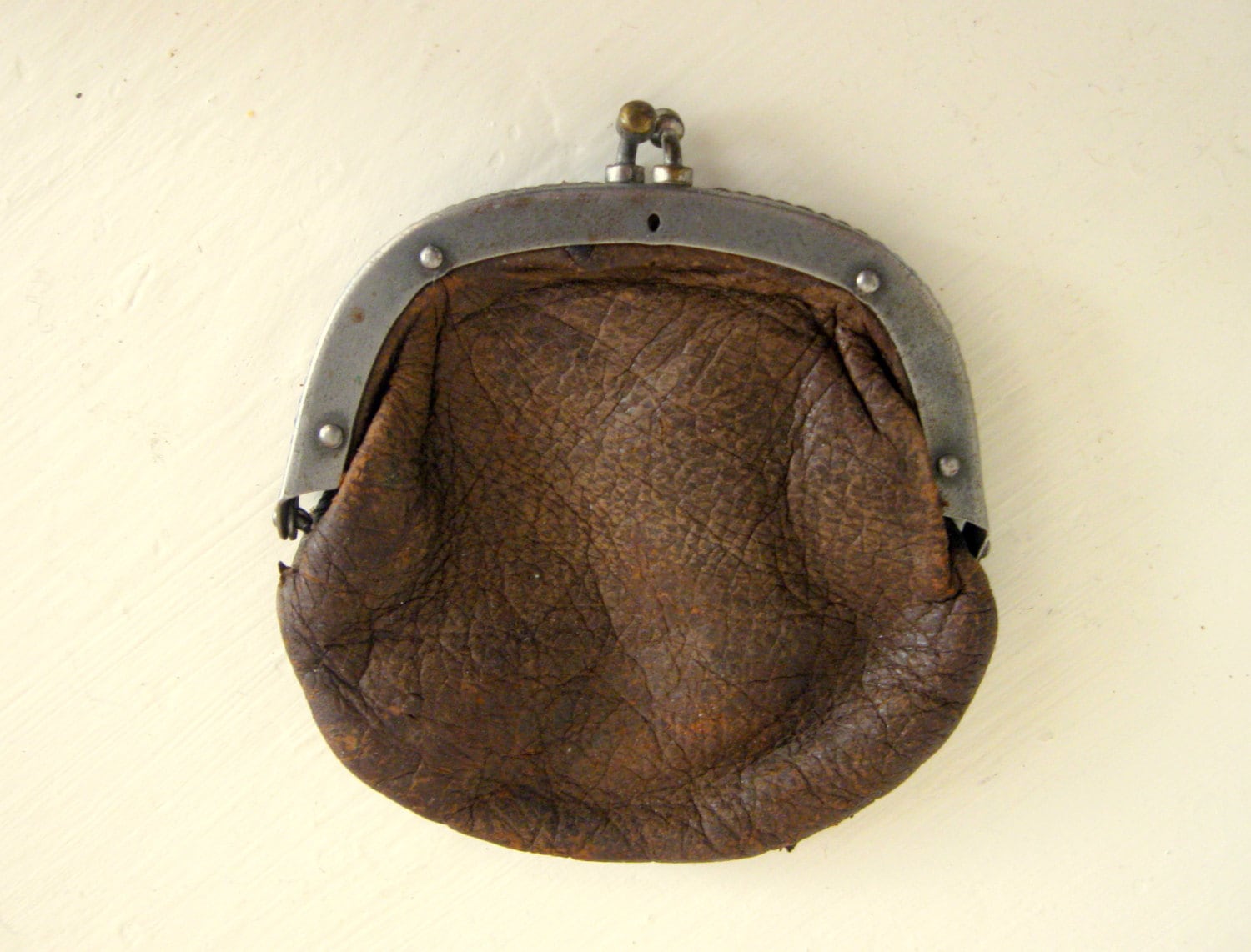 Antique Leather Coin Purse Super Worn Patina by Somethingcharming