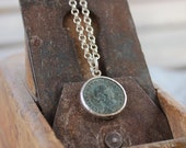 Ancient Roman coin statement  necklace for Women & Men, Authentic antique roman coin pendant on a silver chain