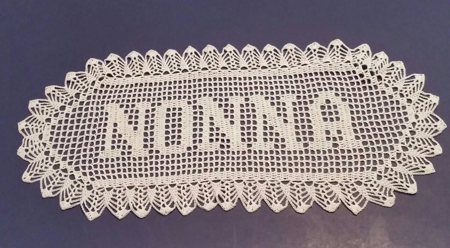 Filet Crochet Name Doily 5 letters Letter Style C custom made