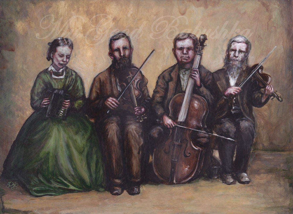 Hostetler Blind Family Quartet Original Painting Portrait