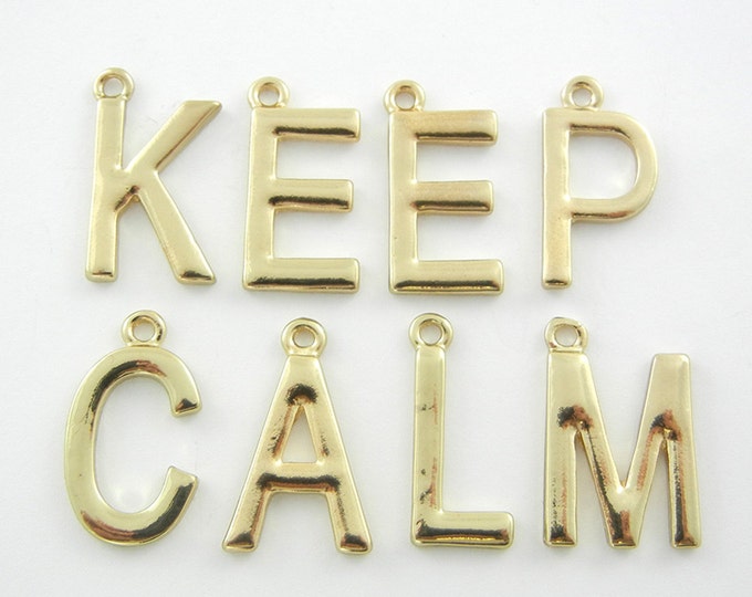 Set of KEEP CALM Letter Charms Gold-tone Message Word Charms Jewelry Supplies