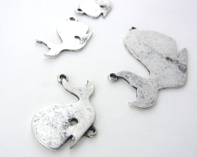 Set of Antique Silver-tone Whale Pendant and Charms