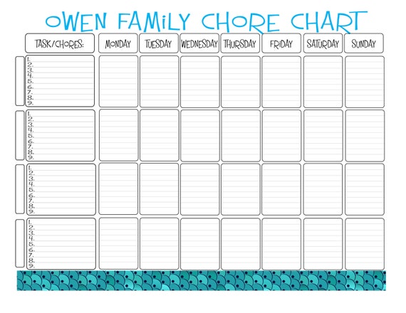 Personalized Chore Chart Template 3 designs by lauraowen112