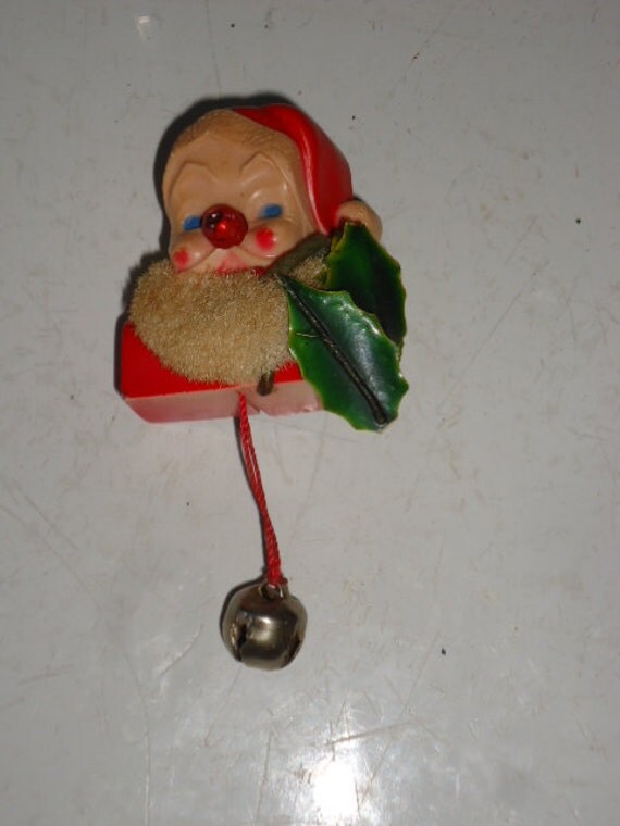 Charming 1950 Vintage Plastic Light up Christmas Santa Pin