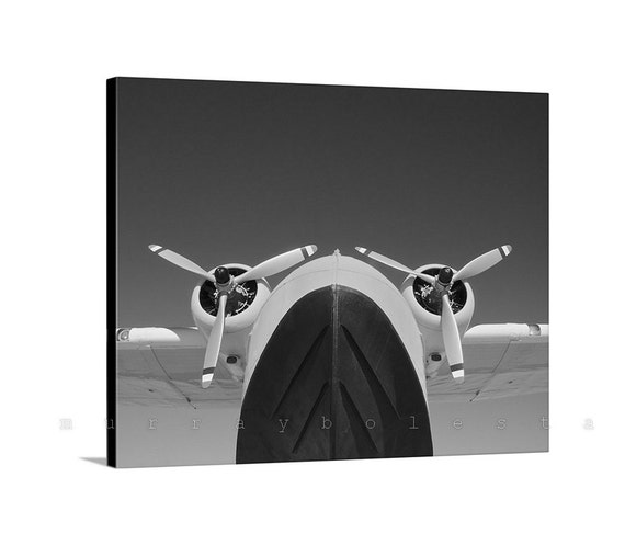 Black and White Aviation Photo Canvas Art Aircraft Print