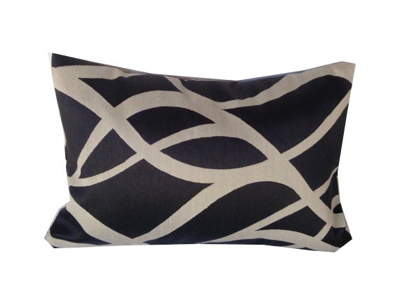 Black Cream Lumbar Throw Pillow Geometric by Snazzyliving on Etsy