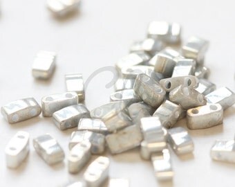 10 Grams Japanese Miyuki Tila Half Cut Beads-Gray Terra Opaque AB (HTL1865)
