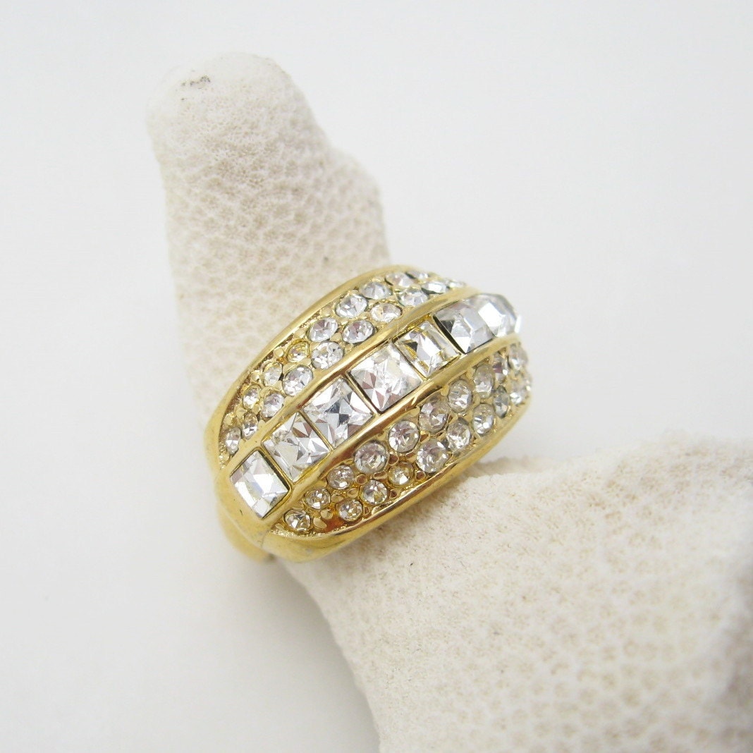 Christian Dior Rhinestone Ring Germany Vintage Jewelry R6471