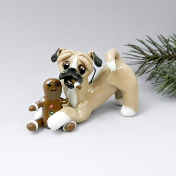 puggle christmas ornament figurine gingerbread man porcelain puggle christmas ornament figurine gingerbread man porcelain