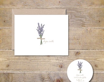 Thank You Card, Thank You Card Set, Personalized Stationery, Lavendar, Stationary, Rustic, Recycled, Wedding, Bridal Shower, Lavendar Garden