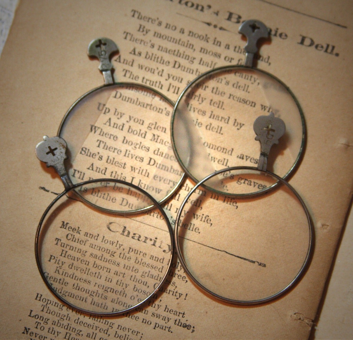 Vintage Optical Lens 4 Mixed Media Jewelry Altered Art