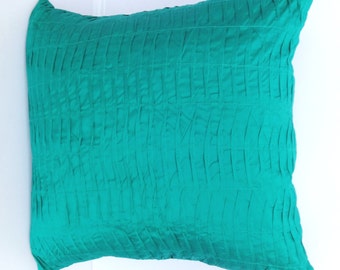 Mint dupioni silk pleated pintuck pillow- 18 inch cushion cover only- 2 in stock