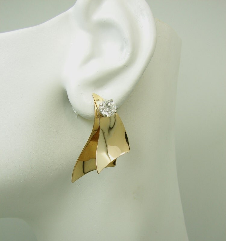 EARRING JACKETS for Studs Gold Diamond Ear Jackets by earcuffs