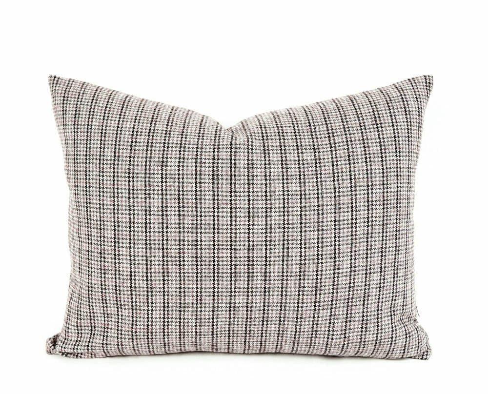 Brown Plaid Throw Pillow Wool Pillow Cover Small Scale Plaid