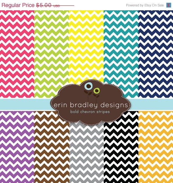 50% OFF Chevron Stripes Digital Scrapbook Papers Personal and Commercial Use Il_570xn