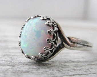 Opal Ring Large Pinfire Opal Ring October Birthstone