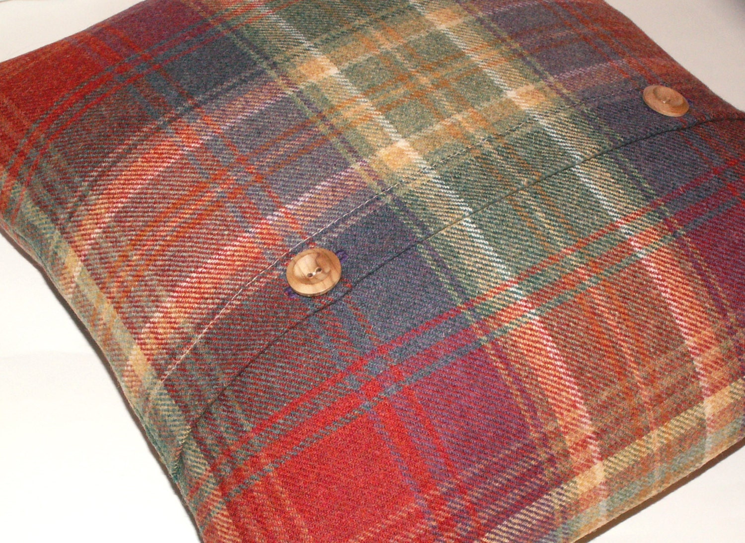 blue pillow cover Cushion Throw Tartan Pillow / / Plaid / Wool Cover Pure Tweed