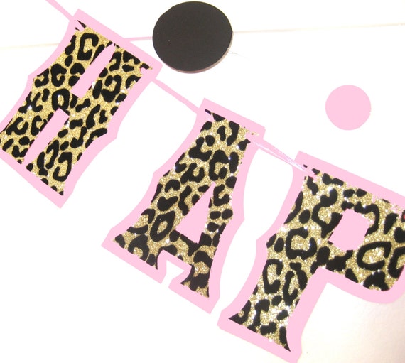 Cheetah Print Birthday Banner, Leopard Print Party Decor, Cheetah Print Birthday Party, Leopard Print HAPPY BIRTHDAY Banner Il_570xn