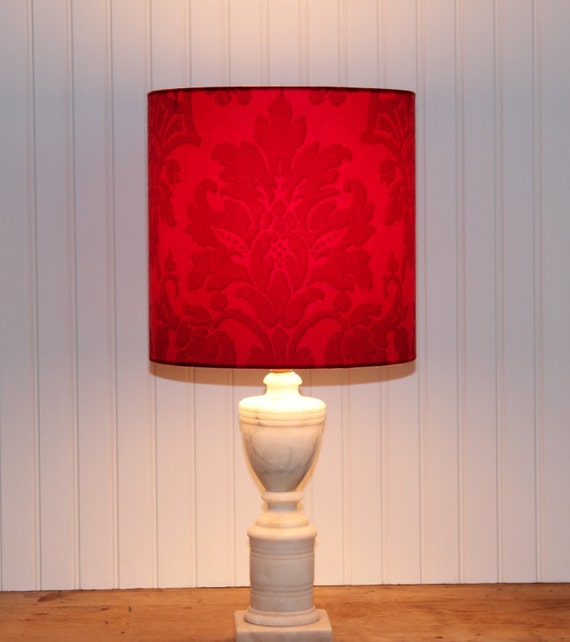 Lamp Shade Lampshade Drum Vintage French Red Damask by Sassyshades