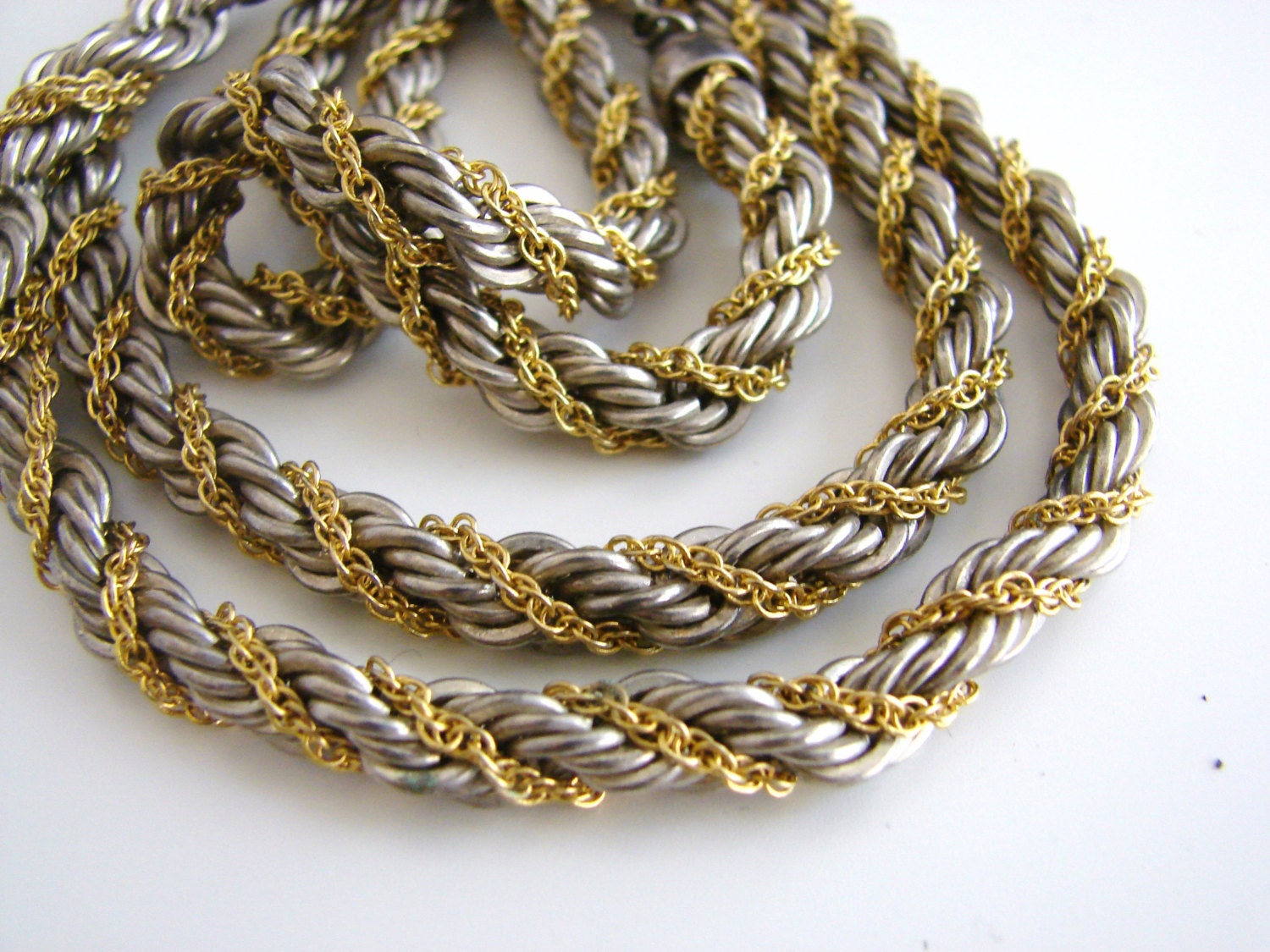 Vintage twisted gold and silver chain necklace by fayebella