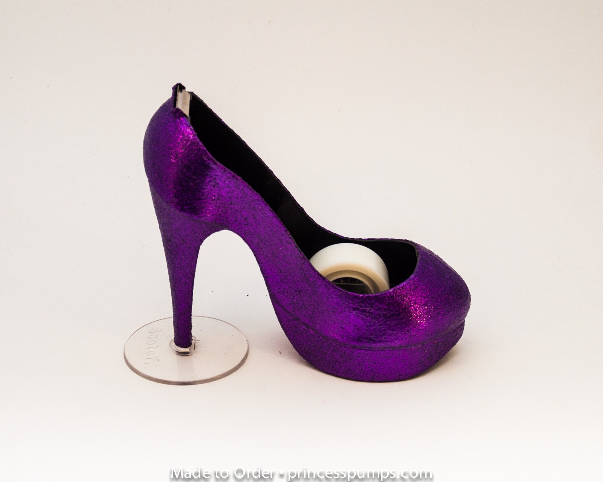Glitter Violet Purple High Heel Tape Dispenser by by princesspumps