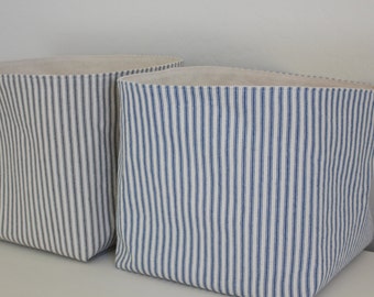 Ticking Stripe Storage Baskets - Fabric Baskets - Available in 11 Colors and 3 Sizes