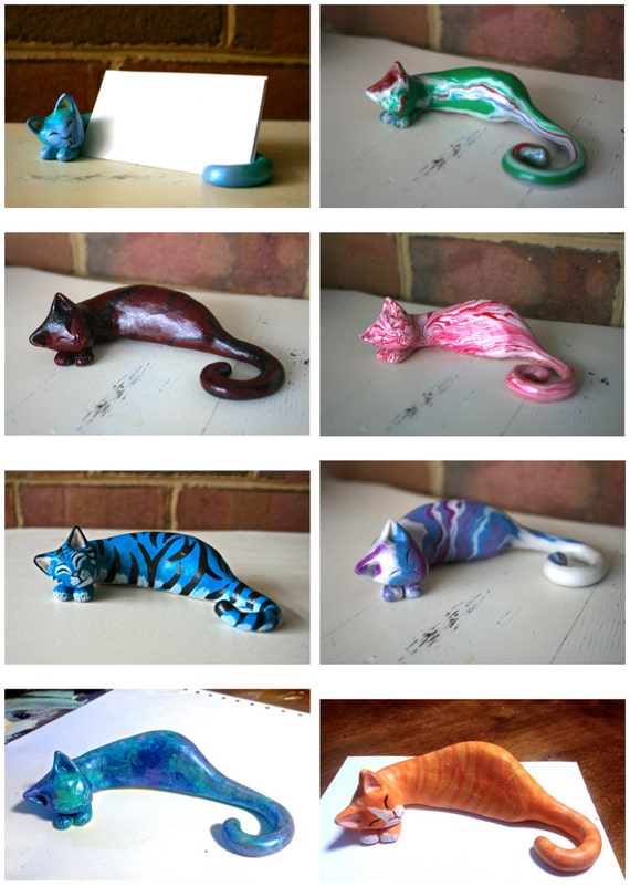 Clay Cat Business Card Holder CUSTOMIZED