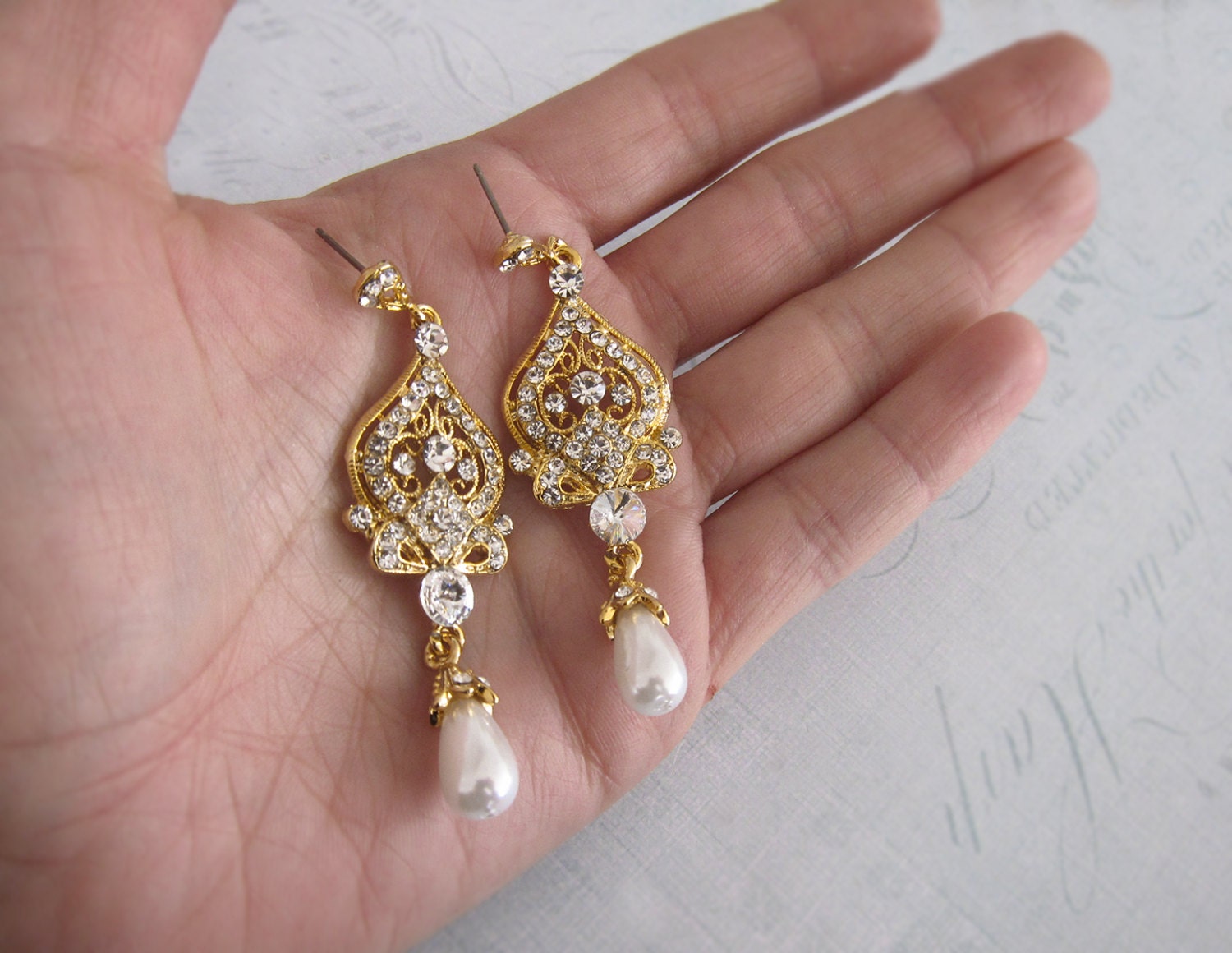 1920s Earrings Bridal Pearl Earrings Pearl by LottieDaDesigns