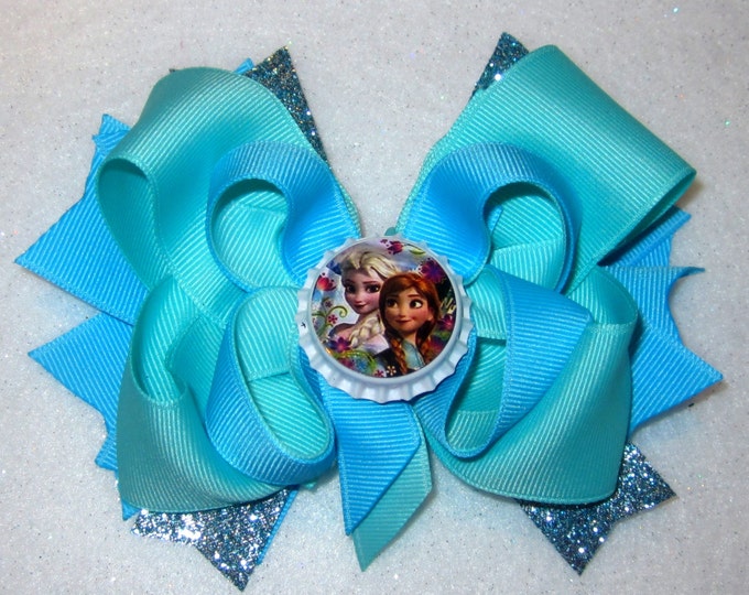 Frozen hairbow, Frozen Bows, Elsa bow, Anna hairbow, Triple Layered Hair Bow, BIG Boutique bows, Princess Hairbows, Baby hairbows, Girls bow