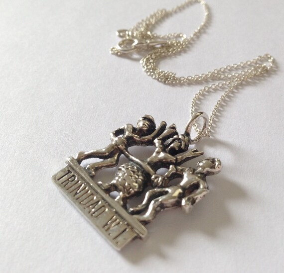 Items similar to Trinidad Necklace, Trinidad Charm Necklace, Sterling Silver Trinidad, Spoon