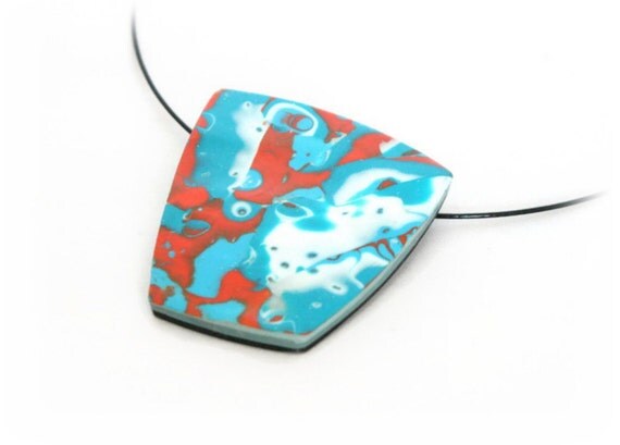 Turquoise & Orange Mokume Gane Pendant bespoke jewellery by Lottie Of London