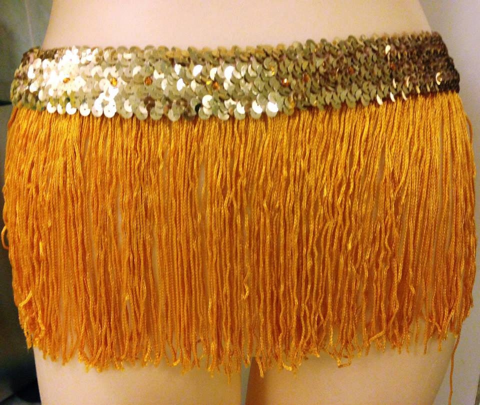 Yellow Gold Shimmy Belt Fringe Sequin TopazSwarovski Crystal Burluxe®