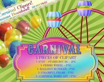 Carnival Clipart, Circus Clip Art, Ferris Wheel Clipart, Balloon Clip Art