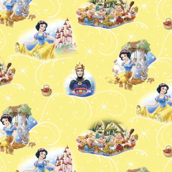 Disneys Snow White On Yellow Cotton Fabric Springs Creative Fabrics