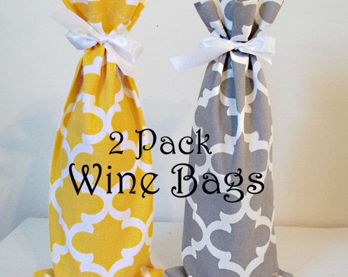 Wine Bags, Set of 2, Wine Sacks, Hostess Gift, Wedding Gift, Bridal Party Gift, Graduation Gift, Wine Accessory, Wine Lover, Party Favor