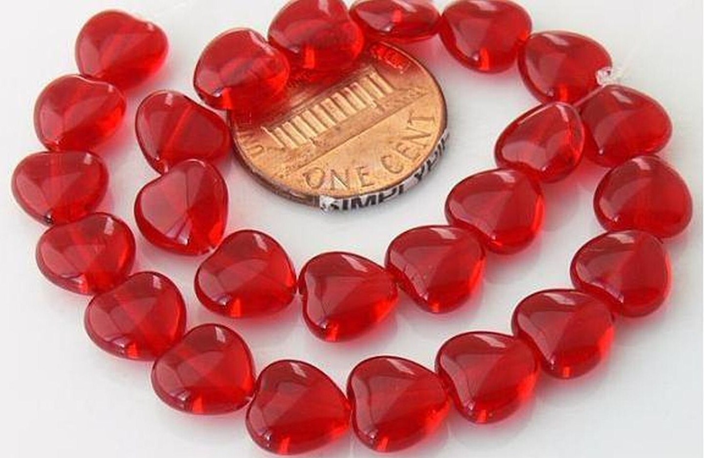 Red Heart Czech Glass Beads 8mm 20