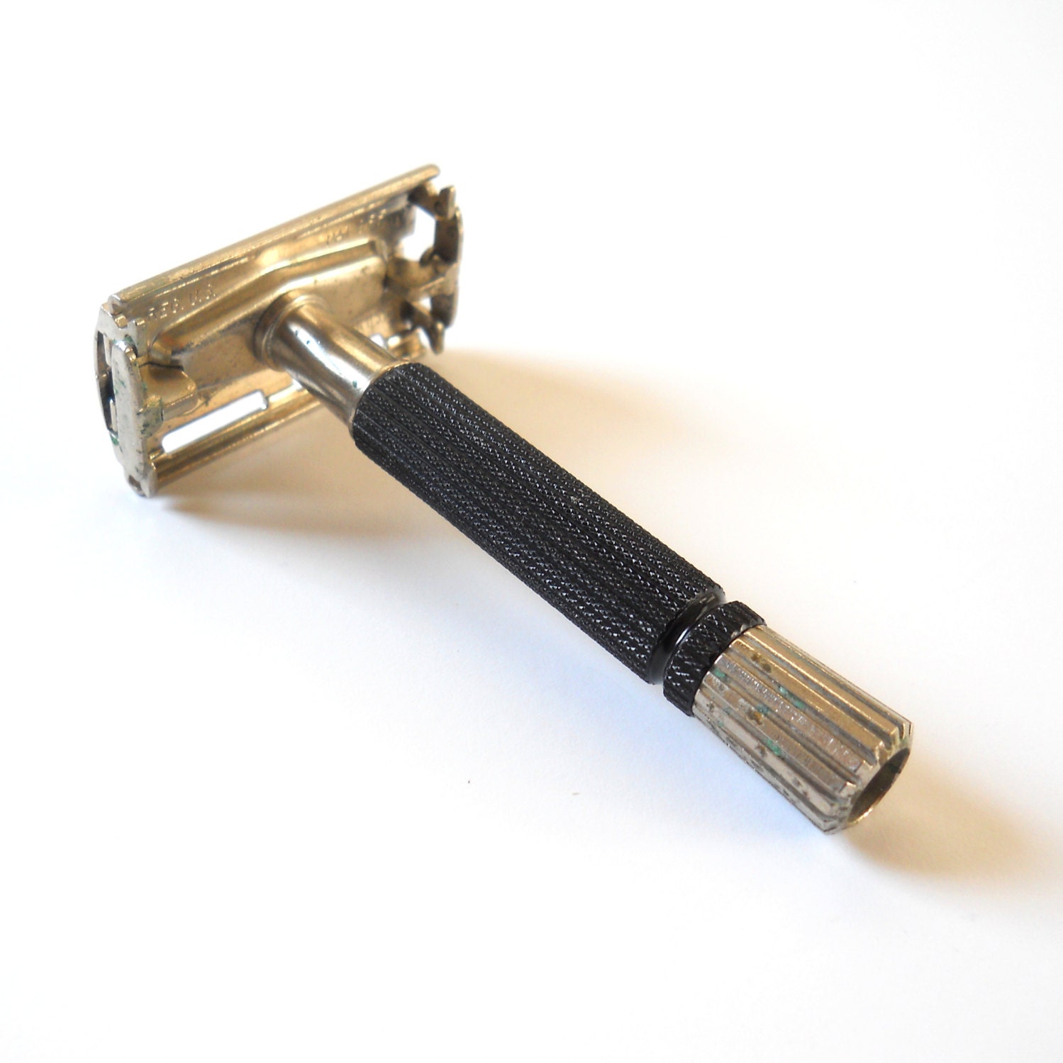 Vintage Gillette Safety Razor Black and Silver Tone Metal