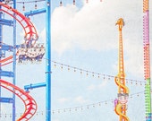 Coney Island Art, Carnival Photography, Coney Island Rides, Colorful Print - "Coney Island Rides"