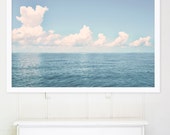 Out There // Deep Blue Ocean and White Fluffy Clouds in Large Oversized Photo Print // Beach Photography for Modern, Nautical Home Decor