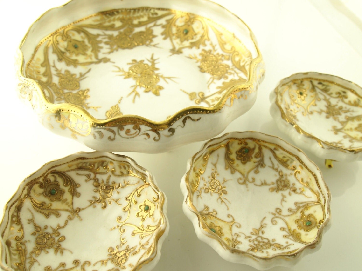 Reserved Nippon Nut Bowl Set Handpainted Vintage
